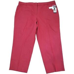 LARRY LEVINE ~Women Plus Size 24W~ Red Velvet Slacks Flat Front Ankle Pants NWT.